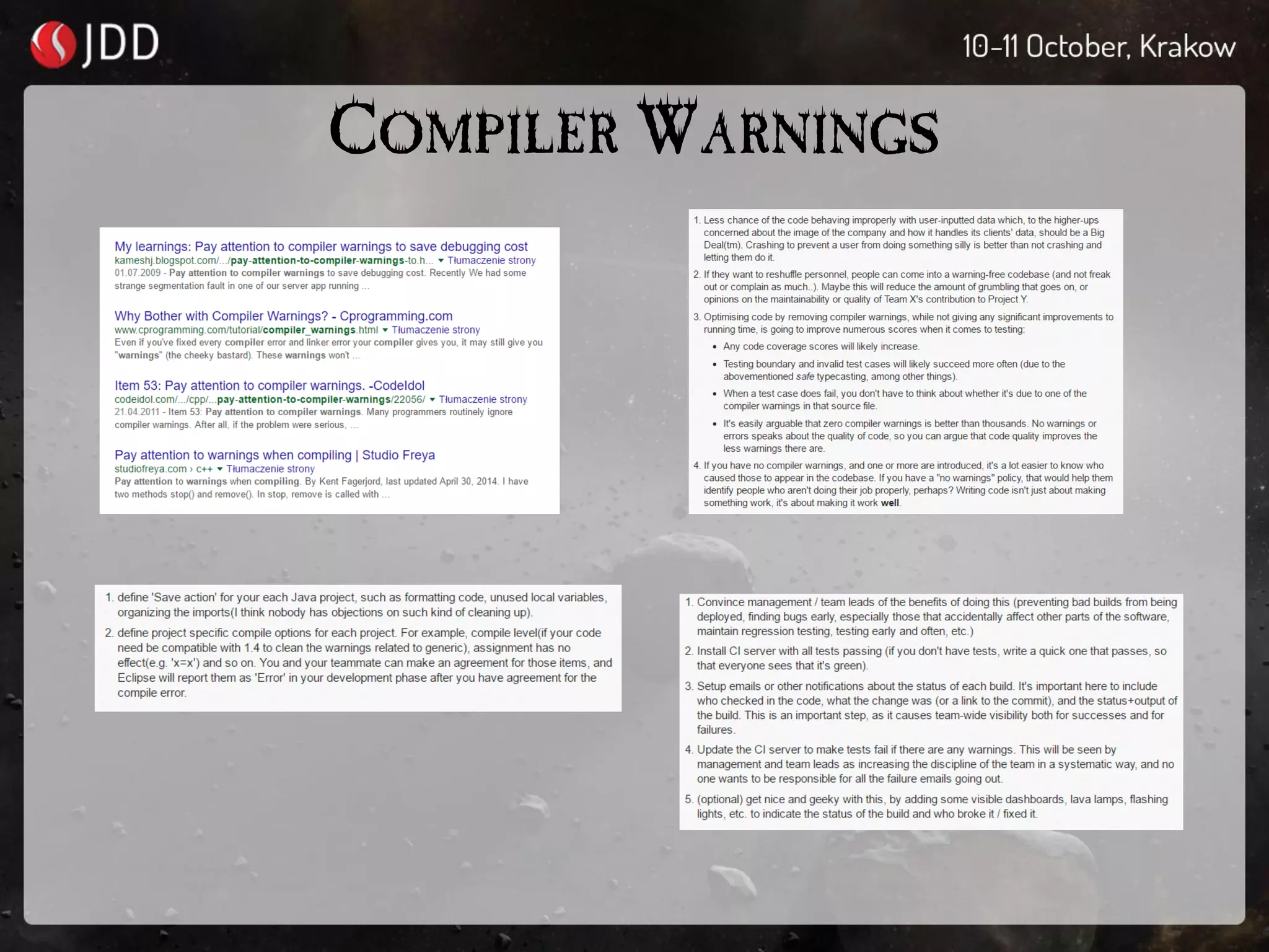 COMPILER WARNINGS
 