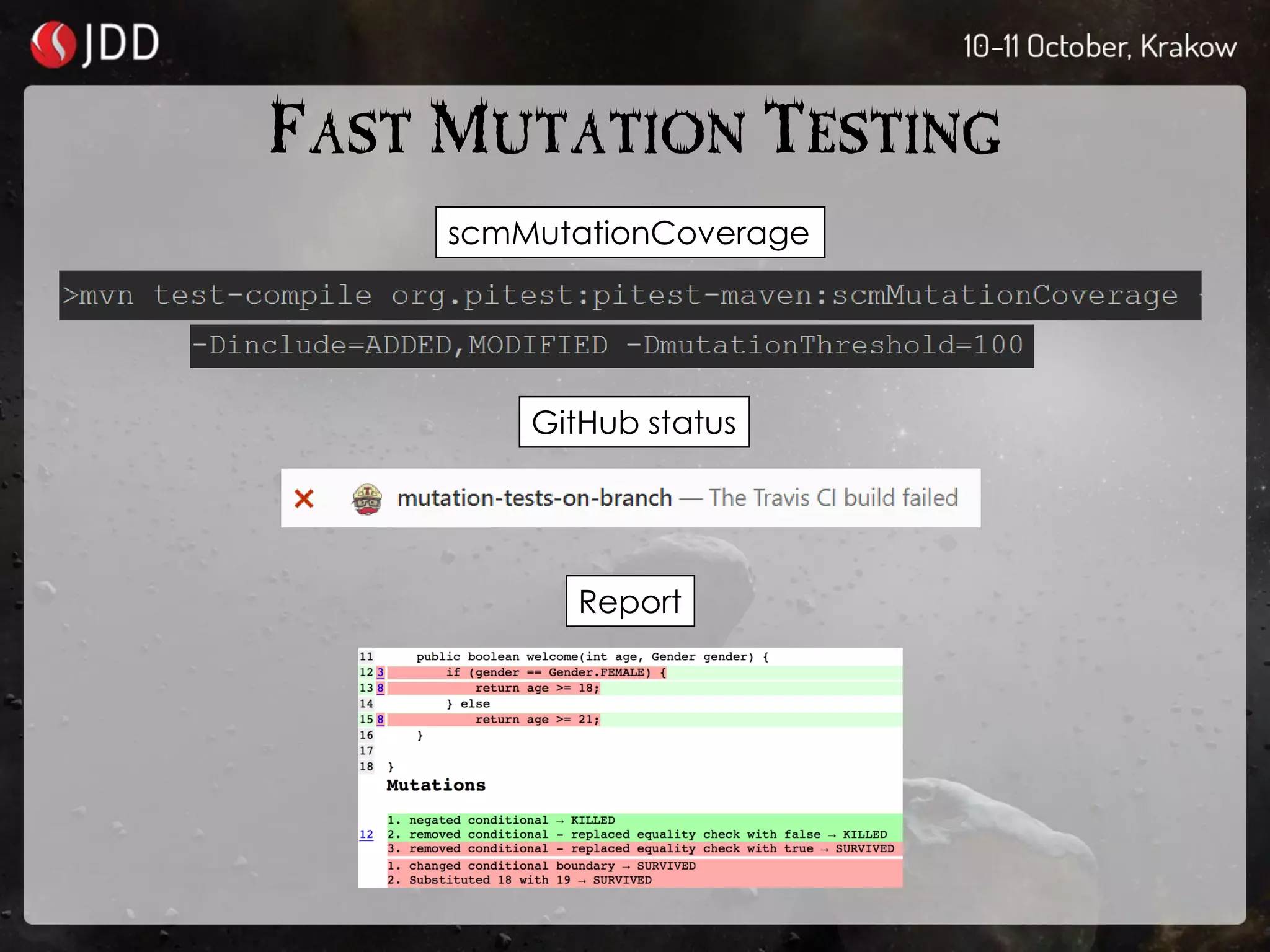 FAST MUTATION TESTING
scmMutationCoverage
GitHub status
Report
 