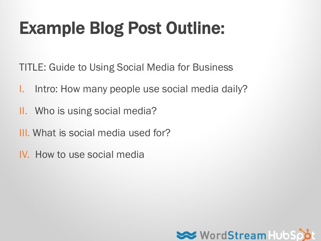 Example Blog Post Outline: TITLE: