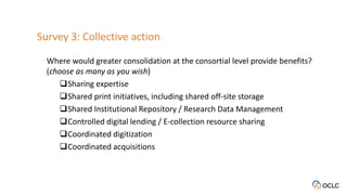 Retrospective
coordination
• Resource sharing: benefiting from the
aggregate.
• Shared print: rebalancing collections acro...