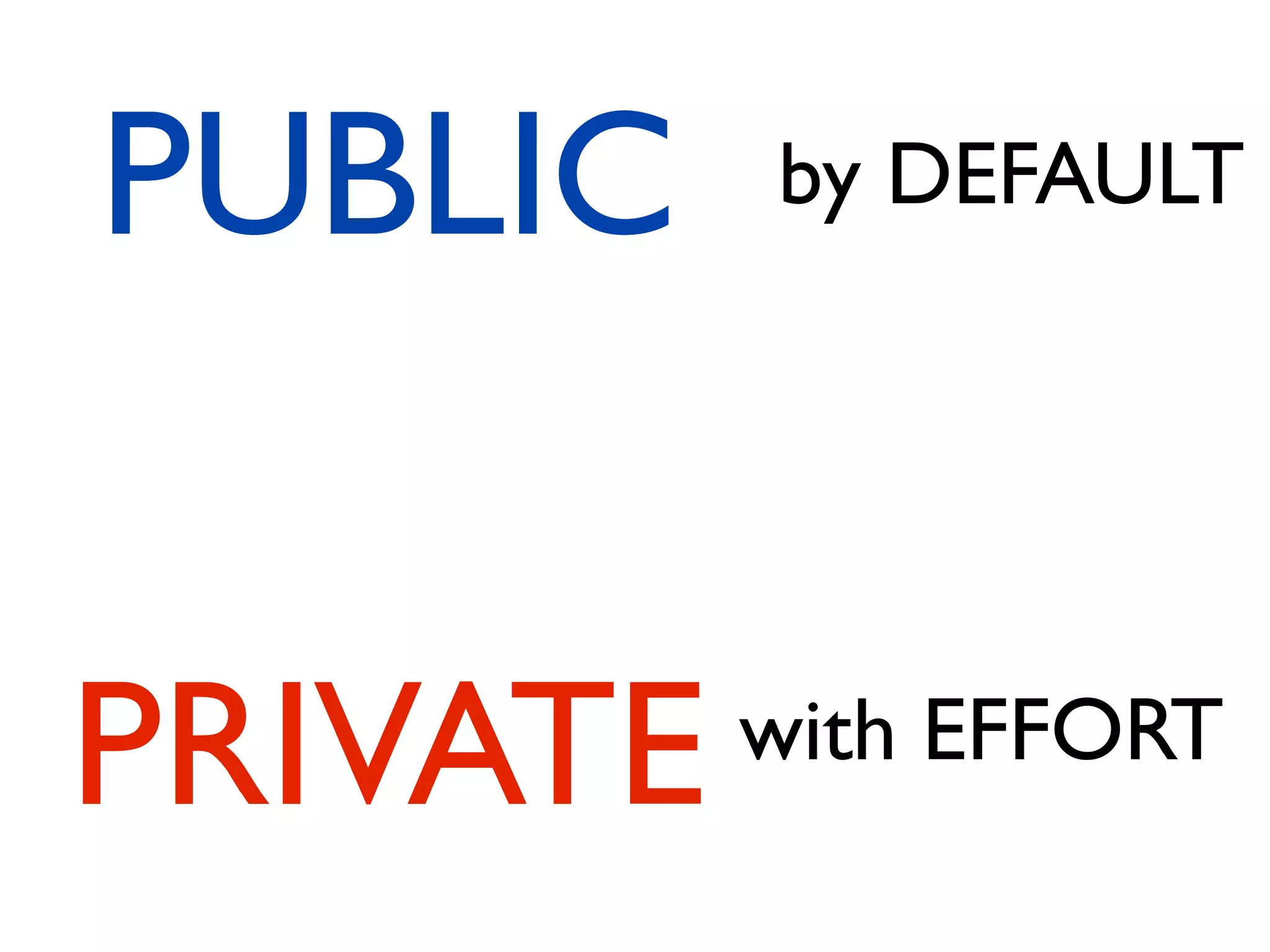 PUBLIC    by DEFAULT




PRIVATE   with EFFORT
 