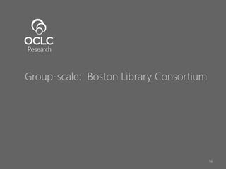 Group-scale: Boston Library Consortium
16
 