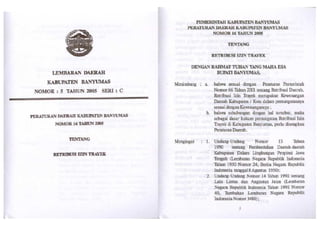 Peraturan Daerah Kabupaten Banyumas Nomor 16 Tahun 2005 Tentang Retribusi Izin Trayek 