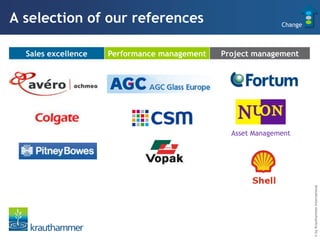A selection of our references                                Change



  Sales excellence   Performance management   Project management




                                                Asset Management




                                                                      © by Krauthammer International
 