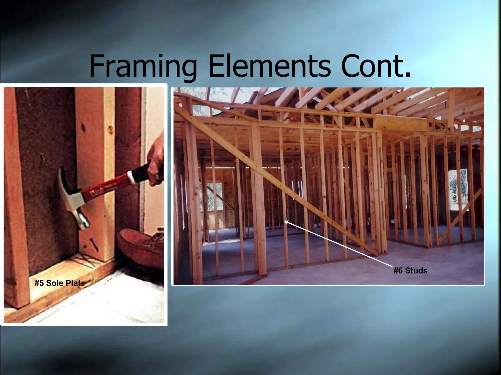 Framing Elements Cont. #5 Sole Plate #6 Studs 