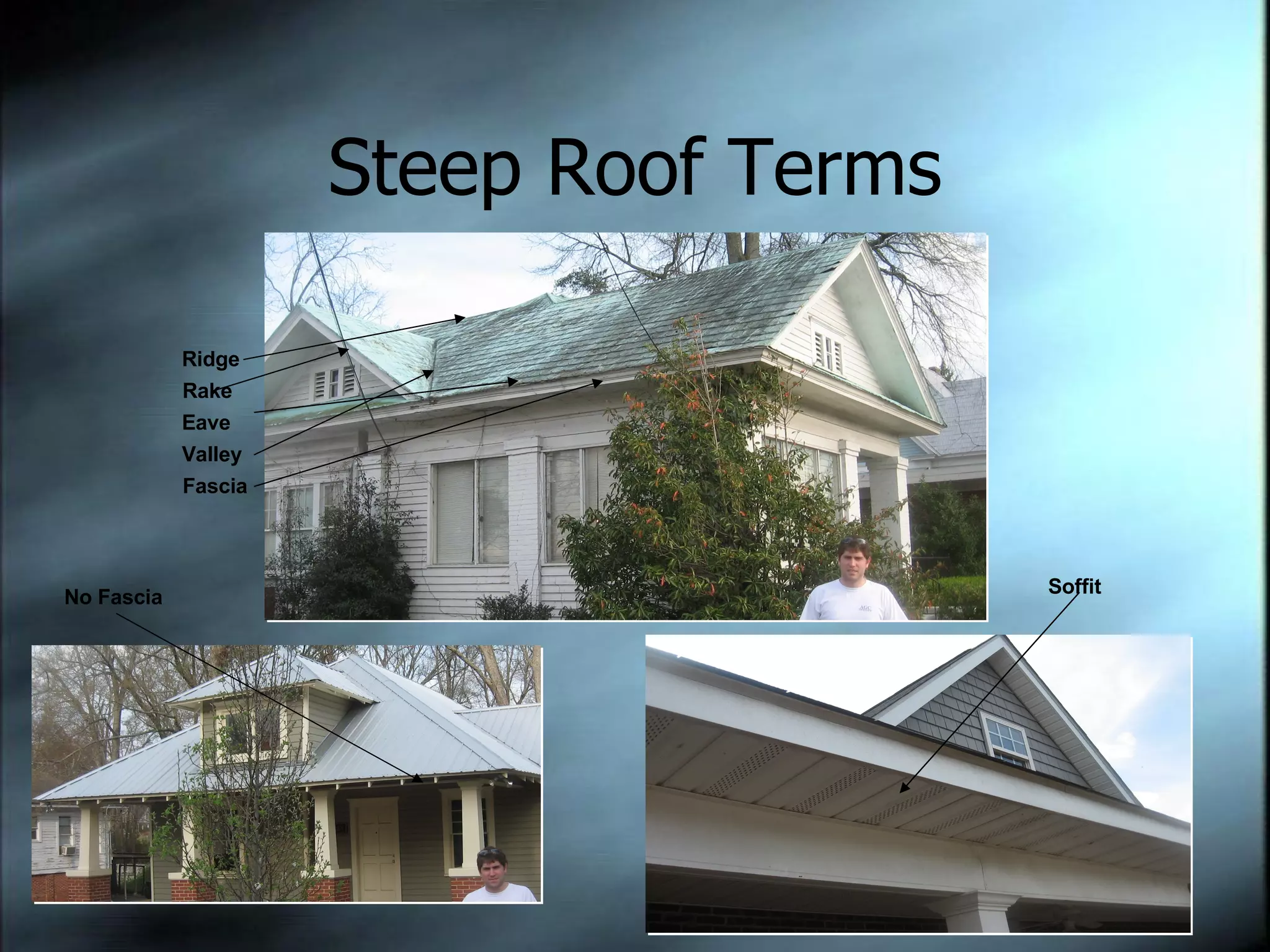 Steep Roof Terms Eave Valley Rake Fascia Ridge No Fascia Soffit 
