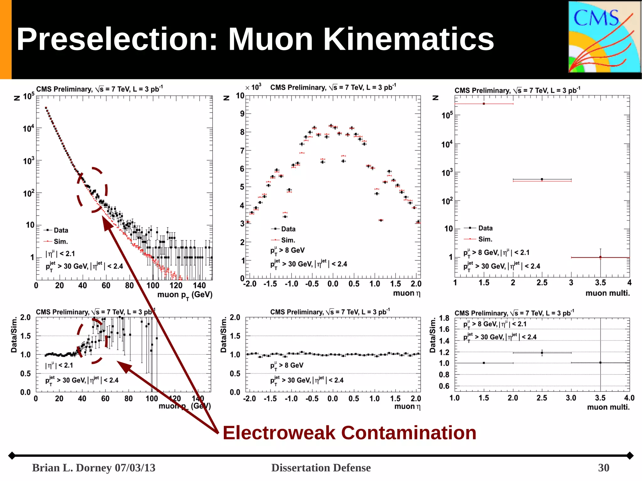 Preselection: Muon Kinematics

Electroweak Contamination
Brian L. Dorney 07/03/13

Dissertation Defense

30

 