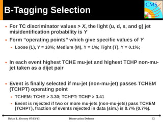 B-Tagging Selection




For TC discriminator values > X, the light (u, d, s, and g) jet
misidentification probability is...