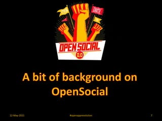 12-May-2011#openapprevolution7A bit of background on OpenSocial