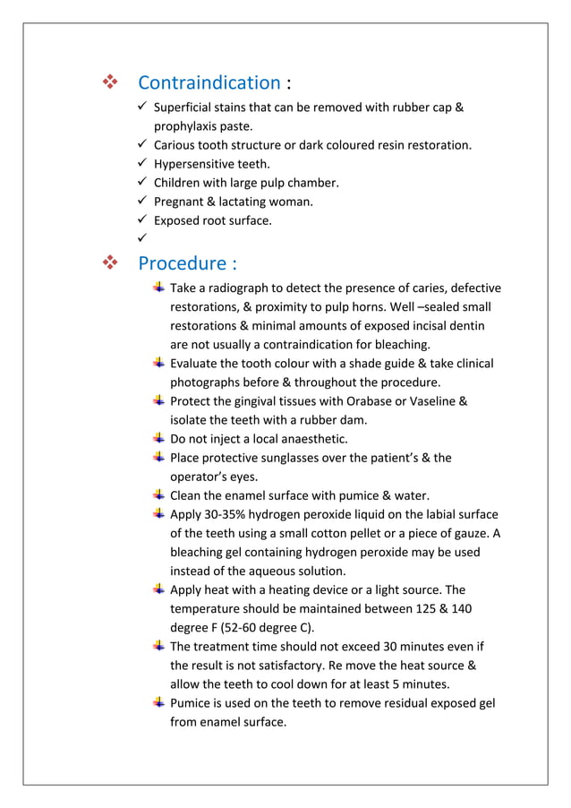Bleaching of discoloured tooth ppt PDF