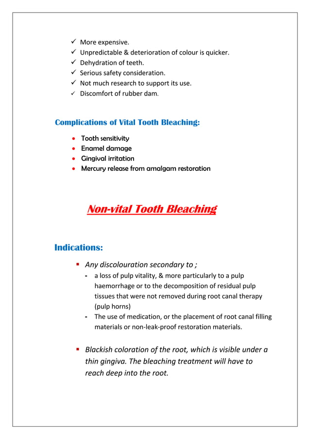 Bleaching of discoloured tooth ppt PDF