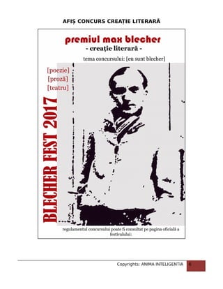 AFIȘ CONCURS CREAȚIE LITERARĂ
Copyrights: ANIMA INTELIGENTIA 6
 