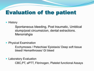 Bleeding disorders Pathology Dr. UMME HABIBA | PPTX