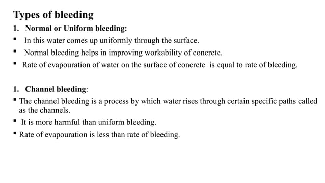 Bleeding in concrete detail explanatation | PPT