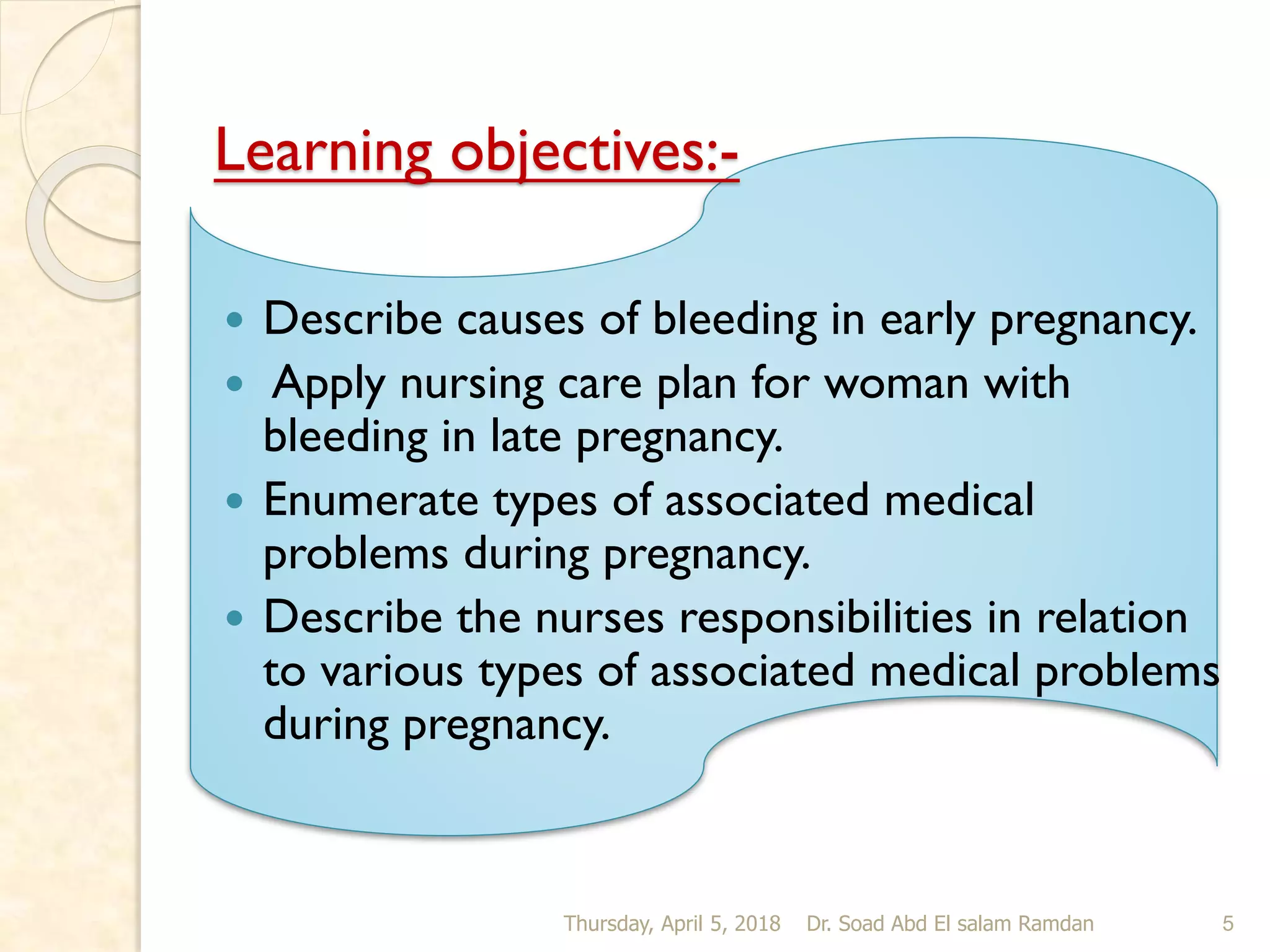 Bleeding in early pregnancy | PDF