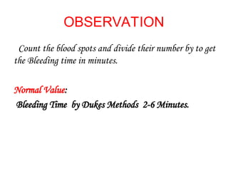 Bleeding time. ppt Practical - Physiology | PPT