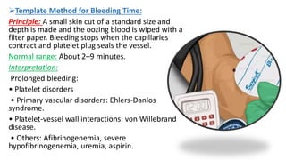 Bleeding Time Method Bleeding vs coagulation disorders | PPTX