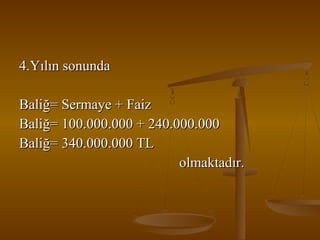 4.Yılın sonunda
Baliğ= Sermaye + Faiz
Baliğ= 100.000.000 + 240.000.000
Baliğ= 340.000.000 TL
olmaktadır.

 