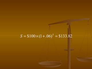 S = $100 × (1 + .06) = $133.82
5

 