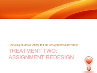 Treatment Two: Assignment RedesignReducing students’ Ability to Find Assignments Elsewhere