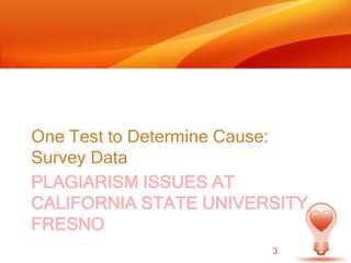 Plagiarism issues at California State University, FresnoOne Test to Determine Cause: Survey Data3