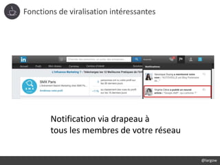Fonctions de viralisation intéressantes
@largow
Notification via drapeau à
tous les membres de votre réseau
 