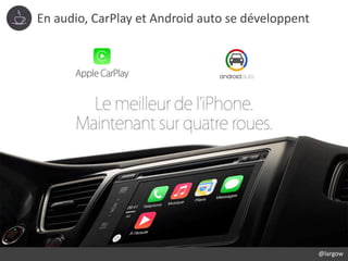 En audio, CarPlay et Android auto se développent
@largow
 