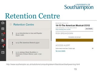 Retention Centre
15
http://www.southampton.ac.uk/isolutions/computing/elearn/blackboard/earlywarning.html
 