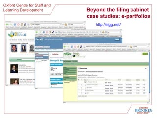 Beyond the filing cabinet  case studies: e-portfolios http://elgg.net/   