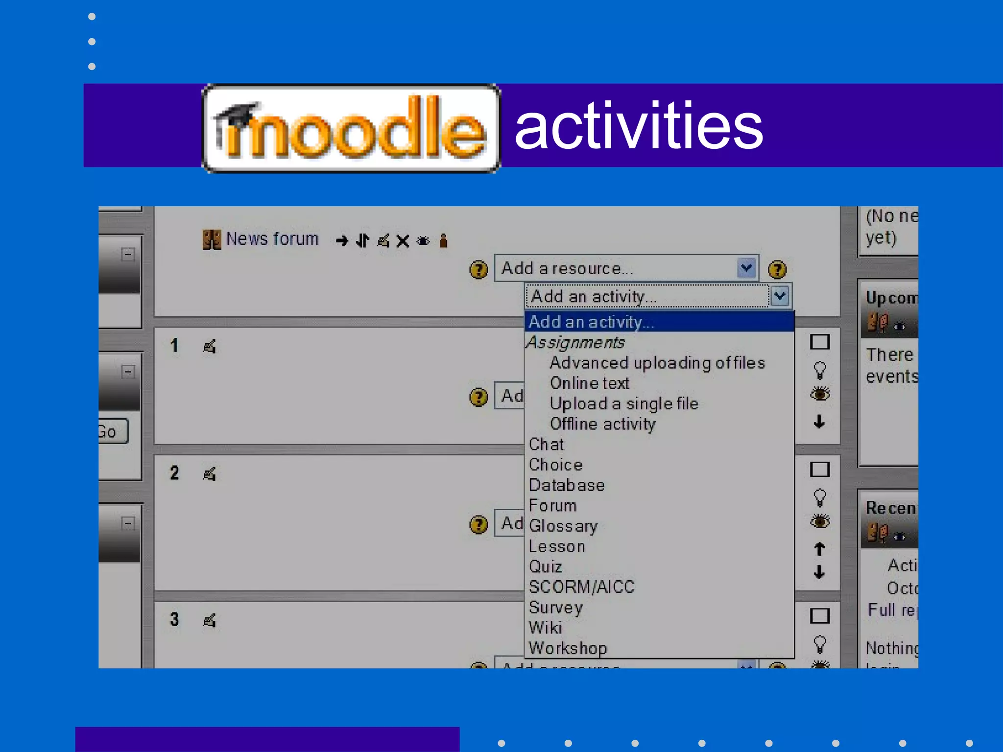 Moodle activities 