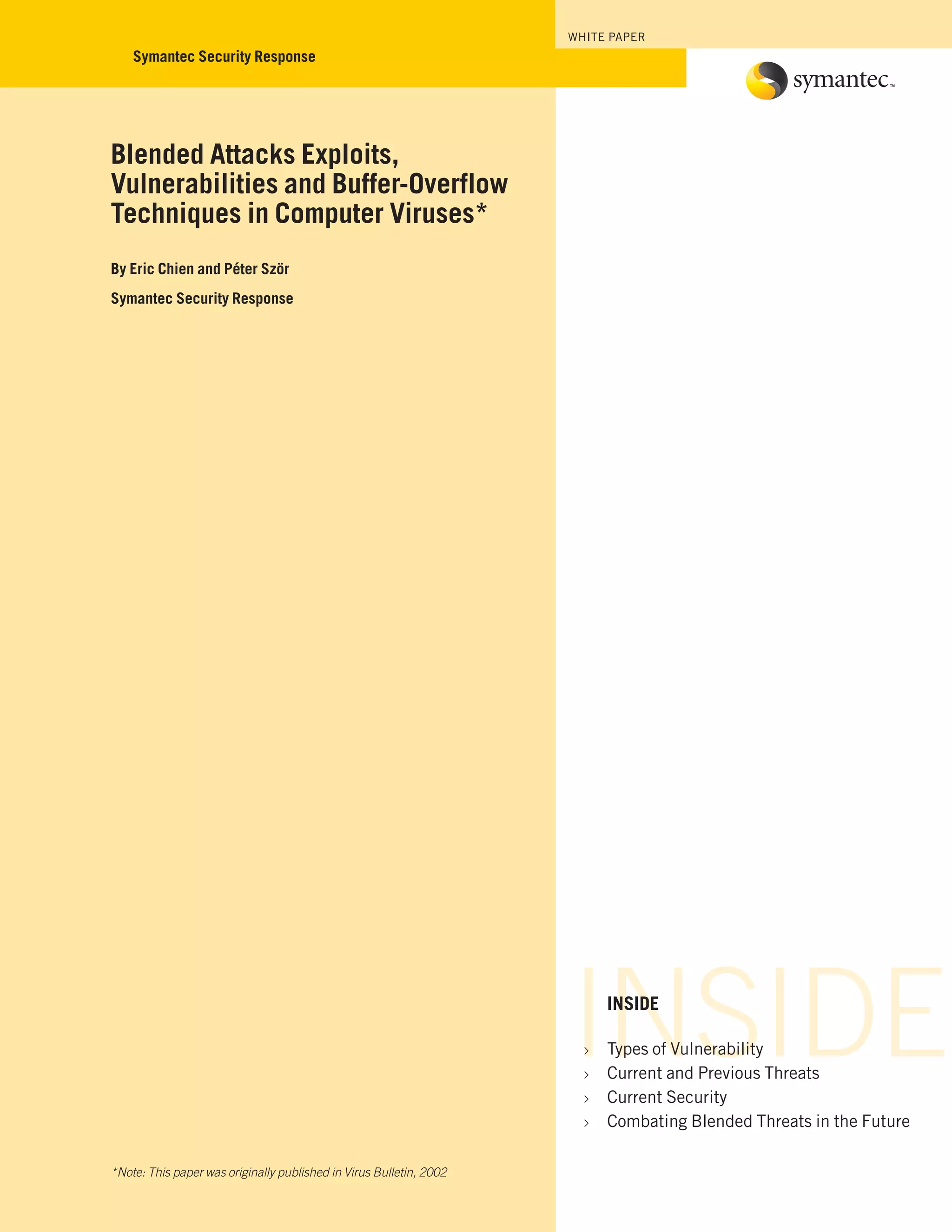 Blended attacks exploits, vulnerabilities and buffer overflow ...