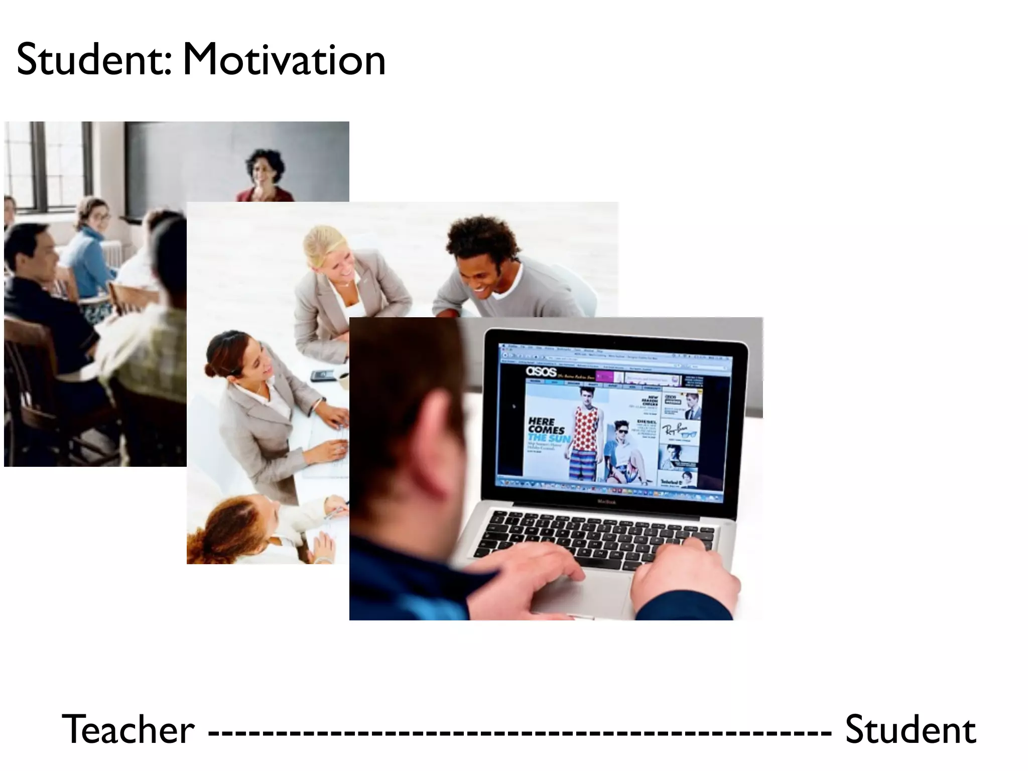 Student: Motivation




  Teacher ---------------------------------------------- Student
 