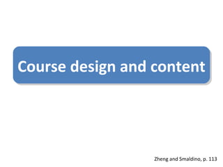 Zheng and Smaldino, p. 113 Course design and content 