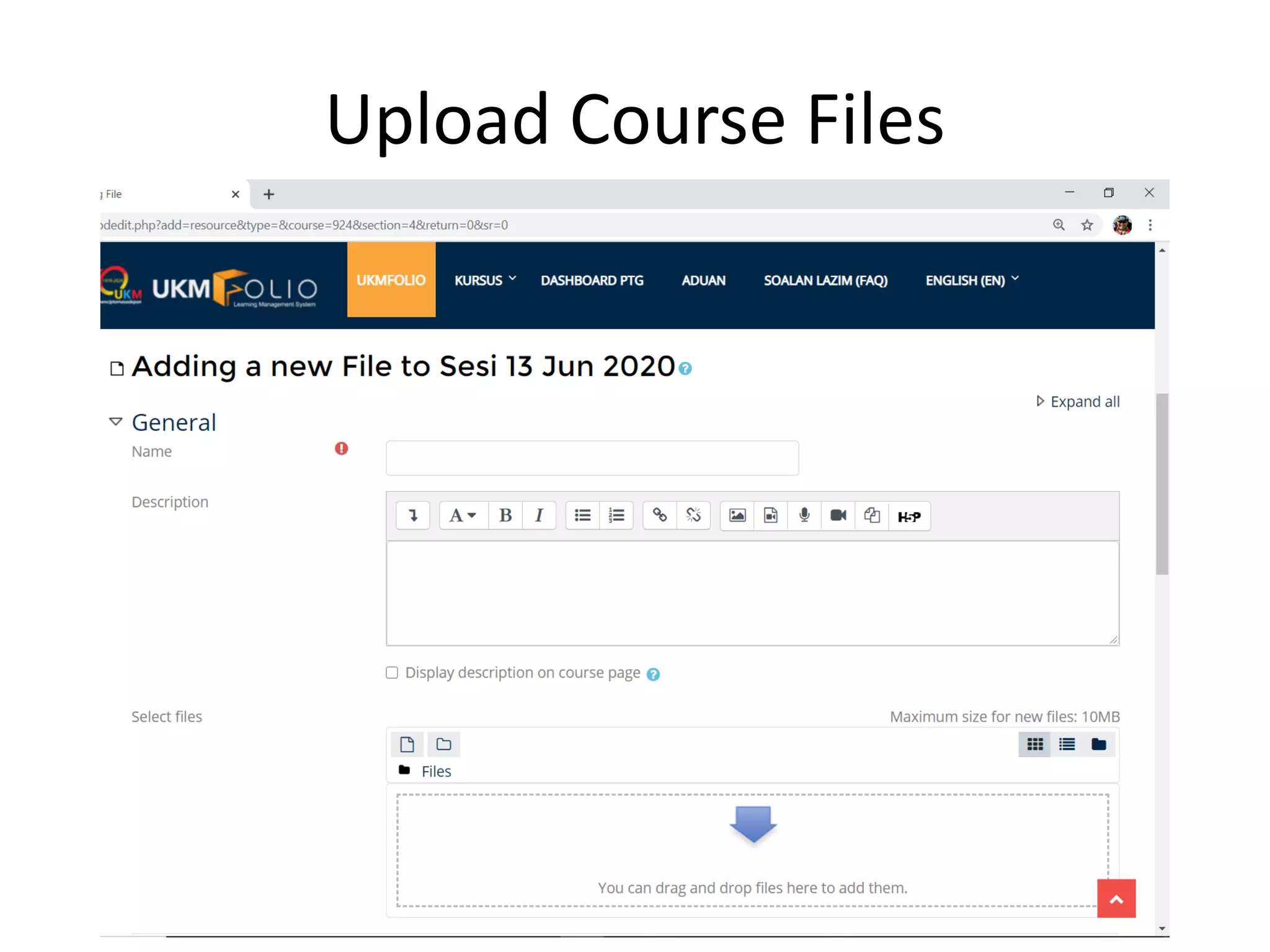Upload Course Files
 
