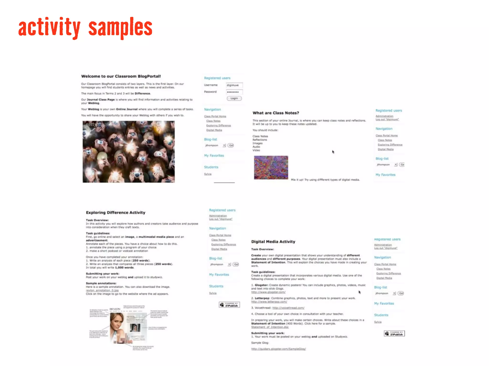 activity samples
 