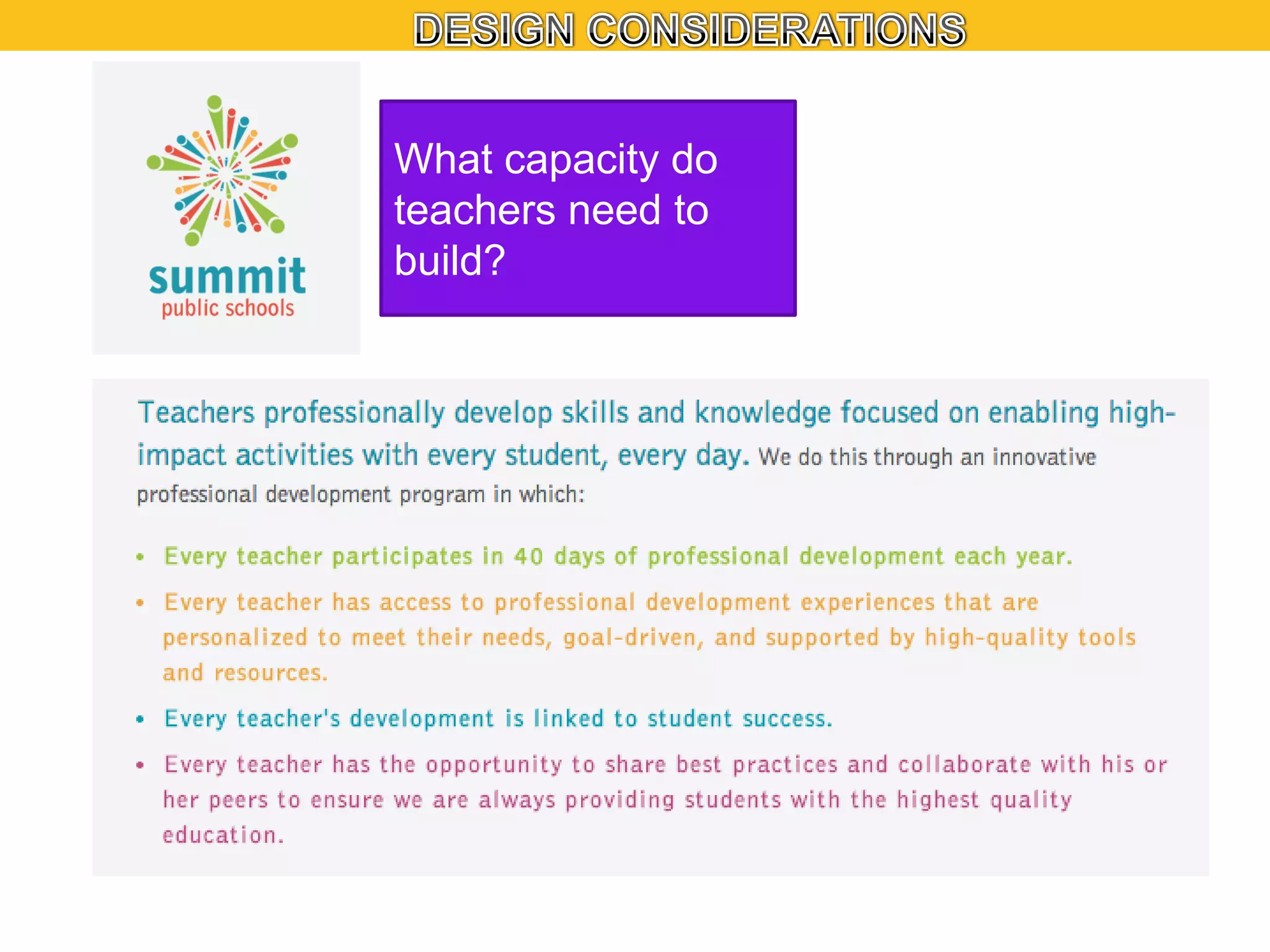 What capacity do
teachers need to
build?

 