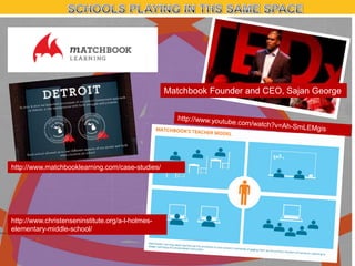 Matchbook Founder and CEO, Sajan George

http://www.matchbooklearning.com/case-studies/

http://www.christenseninstitute.org/a-l-holmeselementary-middle-school/

 