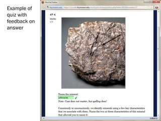 Example of quiz with feedback on answer  