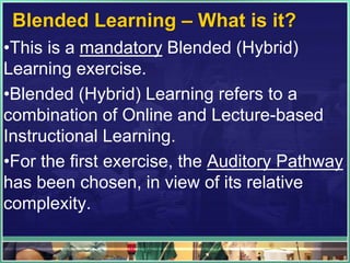 Blended (Hybrid) Learning
Exercise – Pilot Project
Dr. Sanjoy Sanyal
Associate Dean and Professor
Sanjoy.sanyal@bath.edu
 