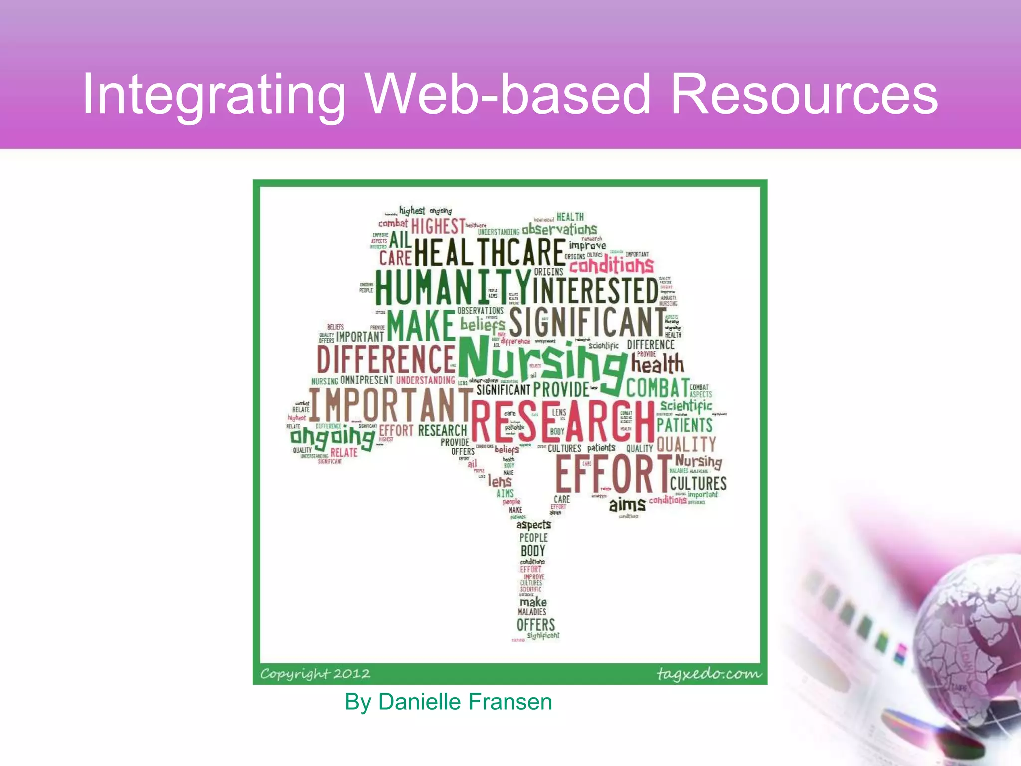Integrating Web-based Resources




         By Danielle Fransen
 