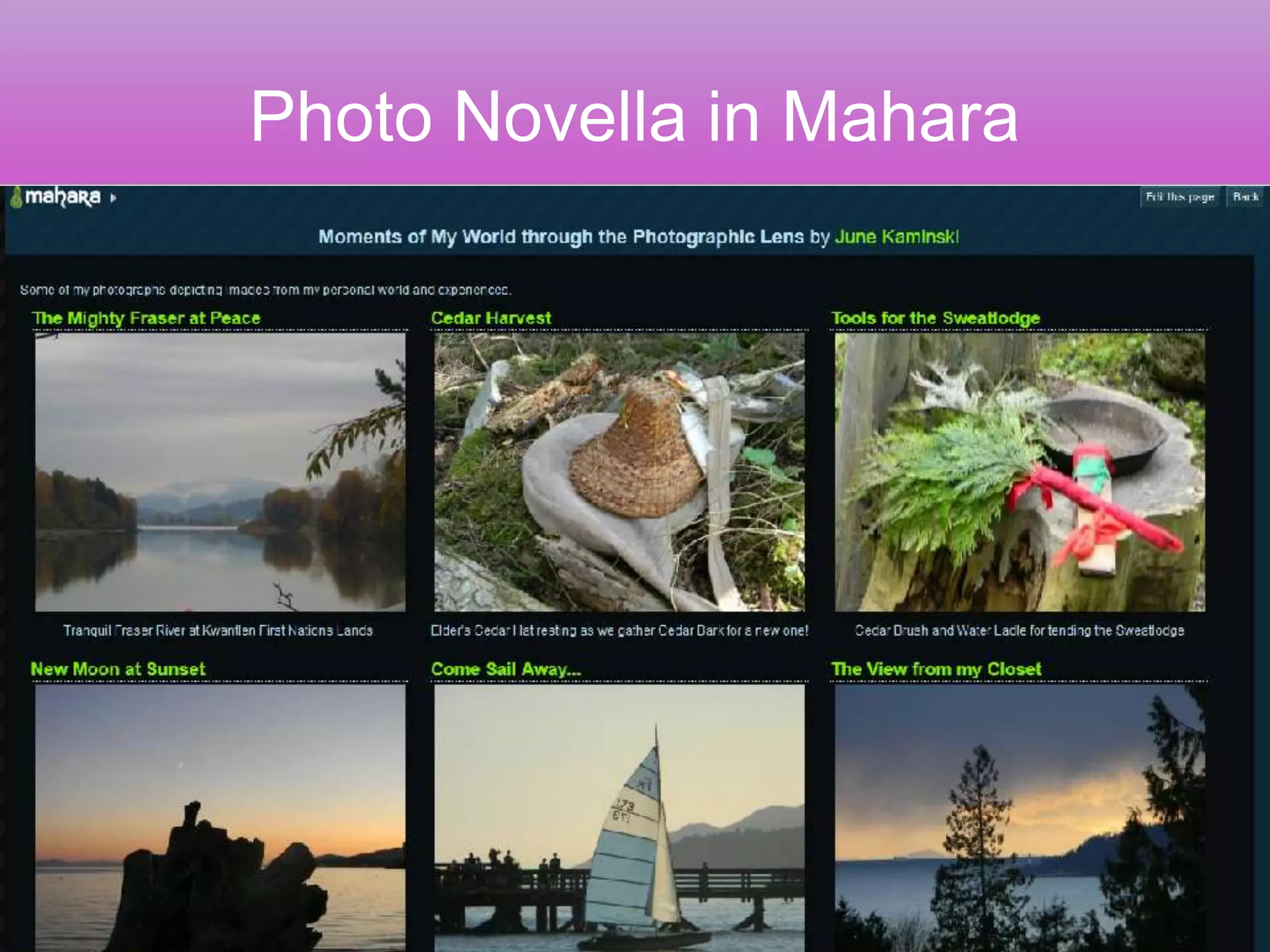 Photo Novella in Mahara
 