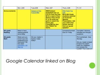 Google Calendar linked on Blog
 