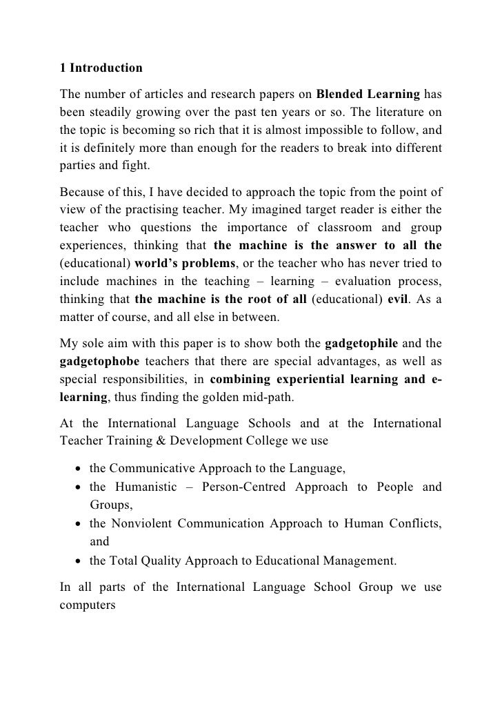 experience in blended learning essay