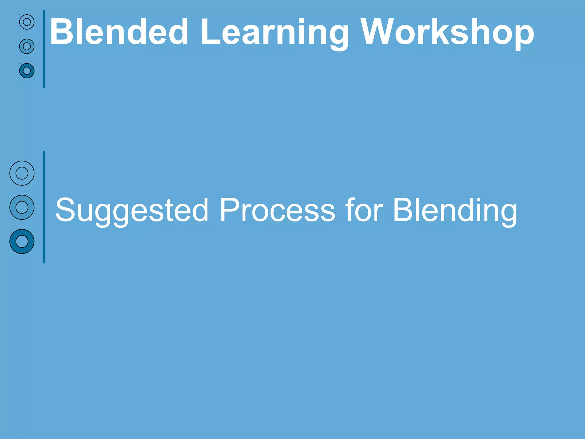 Suggested Process for Blending
Blended Learning Workshop
 