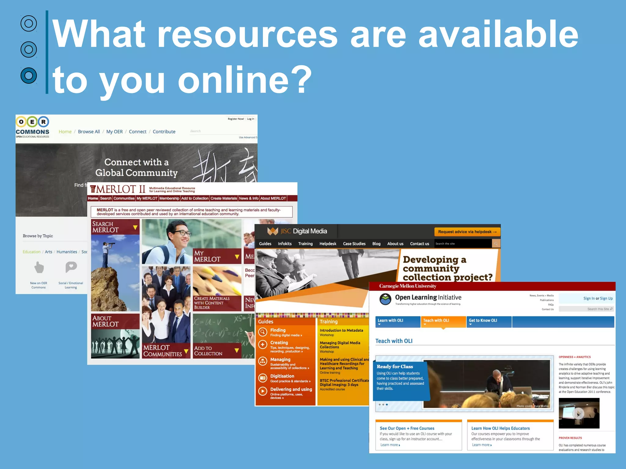 What resources are available
to you online?
 