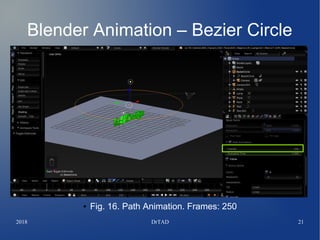2018 DrTAD 21
Blender Animation – Bezier Circle
● Fig. 16. Path Animation. Frames: 250
 