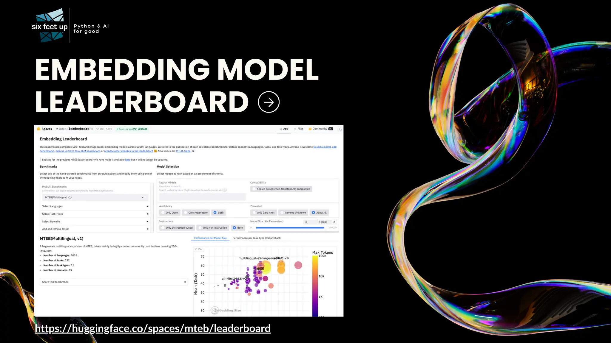 EMBEDDING MODEL
LEADERBOARD
https://huggingface.co/spaces/mteb/leaderboard
 