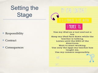 Setting the
Stage
✤ Responsibility
✤ Contract
✤ Consequences
 