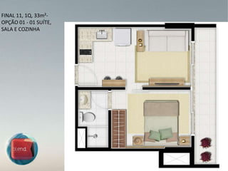 FINAL 11, 1Q, 33m²-OPÇÃO 01 - 01 SUÍTE, SALA E COZINHA 
