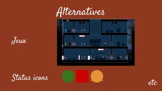 Alternatives
Jeux
Status icons
etc
 